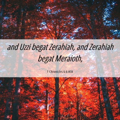 Picture 06 - 1 Chronicles 6:6 ASV - and Uzzi begat Zerahiah, and Zerahiah begat - Bible Verse Picture