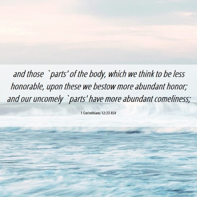 Picture 06 - 1 Corinthians 12:23 ASV - and those `parts' of the body, which we think to - Bible Verse Picture