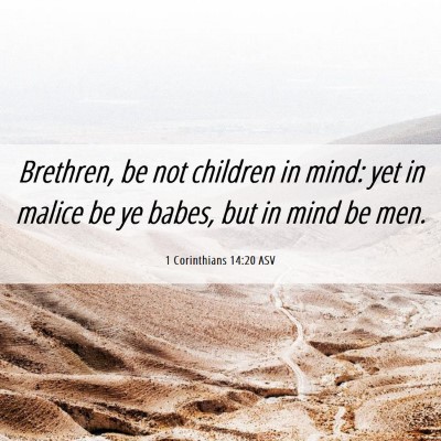 Picture 06 - 1 Corinthians 14:20 ASV - Brethren, be not children in mind: yet in malice - Bible Verse Picture