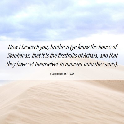 Picture 06 - 1 Corinthians 16:15 ASV - Now I beseech you, brethren (ye know the house of - Bible Verse Picture
