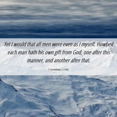 Picture 06 - 1 Corinthians 7:7 ASV - Yet I would that all men were even as I myself. - Bible Verse Picture