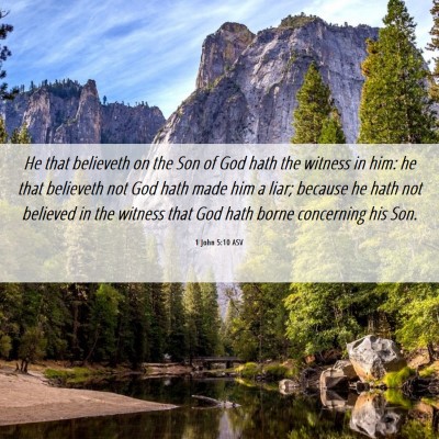 Picture 06 - 1 John 5:10 ASV - He that believeth on the Son of God hath the - Bible Verse Picture