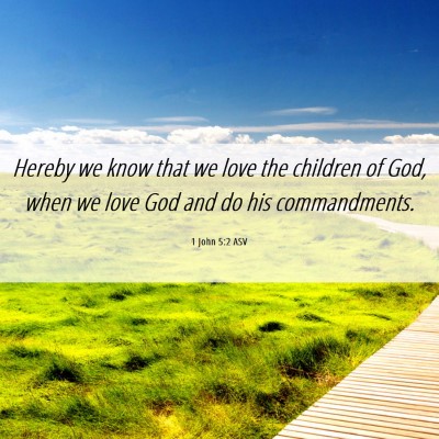 Picture 06 - 1 John 5:2 ASV - Hereby we know that we love the children of God, - Bible Verse Picture