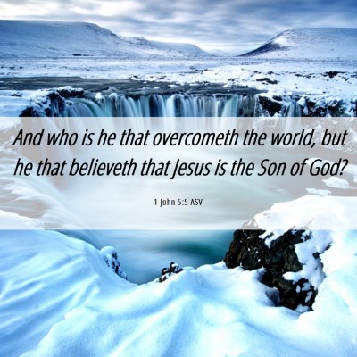Picture 06 - 1 John 5:5 ASV - And who is he that overcometh the world, but he - Bible Verse Picture