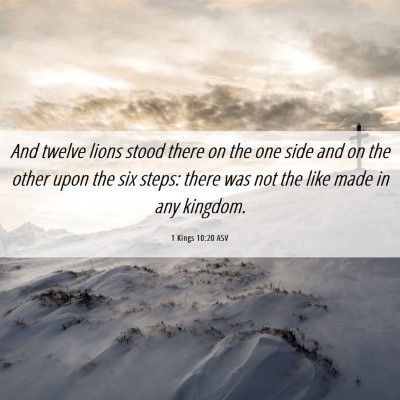 Picture 06 - 1 Kings 10:20 ASV - And twelve lions stood there on the one side and - Bible Verse Picture