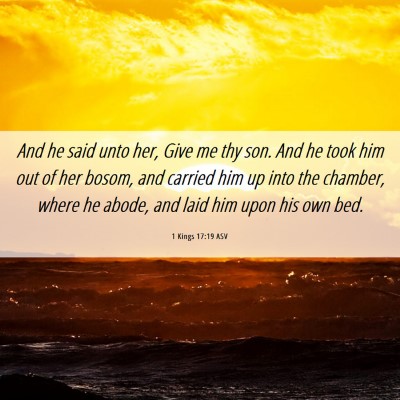 Picture 06 - 1 Kings 17:19 ASV - And he said unto her, Give me thy son. And he - Bible Verse Picture