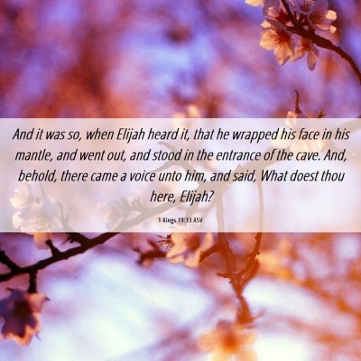 Picture 06 - 1 Kings 19:13 ASV - And it was so, when Elijah heard it, that he - Bible Verse Picture