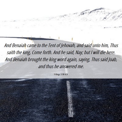 Picture 06 - 1 Kings 2:30 ASV - And Benaiah came to the Tent of Jehovah, and said - Bible Verse Picture