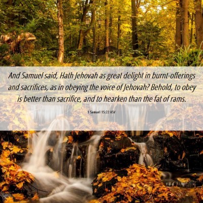 Picture 06 - 1 Samuel 15:22 ASV - And Samuel said, Hath Jehovah as great delight in - Bible Verse Picture
