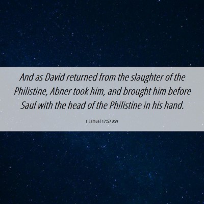 Picture 06 - 1 Samuel 17:57 ASV - And as David returned from the slaughter of the - Bible Verse Picture