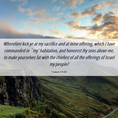 Picture 06 - 1 Samuel 2:29 ASV - Wherefore kick ye at my sacrifice and at mine - Bible Verse Picture