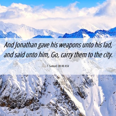 Picture 06 - 1 Samuel 20:40 ASV - And Jonathan gave his weapons unto his lad, and - Bible Verse Picture