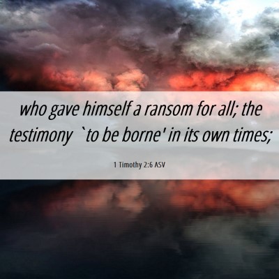 Picture 06 - 1 Timothy 2:6 ASV - who gave himself a ransom for all; the testimony - Bible Verse Picture