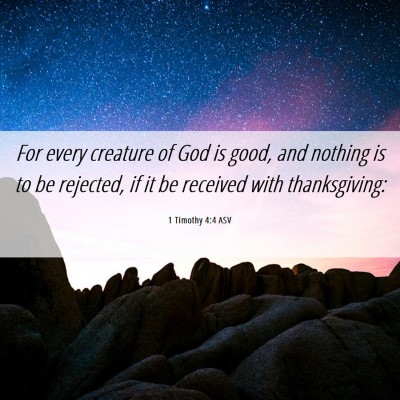 Picture 06 - 1 Timothy 4:4 ASV - For every creature of God is good, and nothing is - Bible Verse Picture