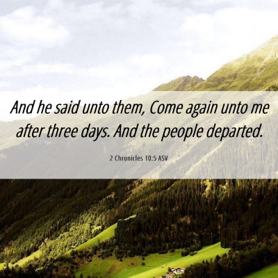 Picture 06 - 2 Chronicles 10:5 ASV - And he said unto them, Come again unto me after - Bible Verse Picture