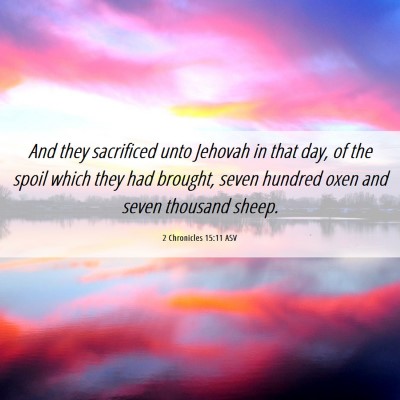 Picture 06 - 2 Chronicles 15:11 ASV - And they sacrificed unto Jehovah in that day, of - Bible Verse Picture
