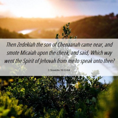 Picture 06 - 2 Chronicles 18:23 ASV - Then Zedekiah the son of Chenaanah came near, and - Bible Verse Picture