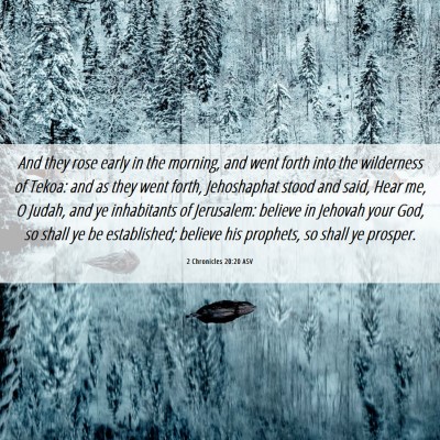 Picture 06 - 2 Chronicles 20:20 ASV - And they rose early in the morning, and went - Bible Verse Picture