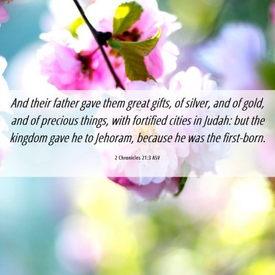 Picture 06 - 2 Chronicles 21:3 ASV - And their father gave them great gifts, of - Bible Verse Picture
