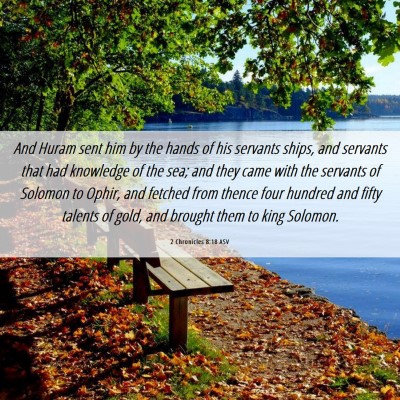 Picture 06 - 2 Chronicles 8:18 ASV - And Huram sent him by the hands of his servants - Bible Verse Picture