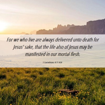 Picture 06 - 2 Corinthians 4:11 ASV - For we who live are always delivered unto death - Bible Verse Picture