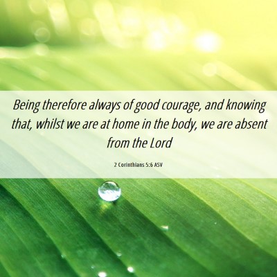 Picture 06 - 2 Corinthians 5:6 ASV - Being therefore always of good courage, and - Bible Verse Picture