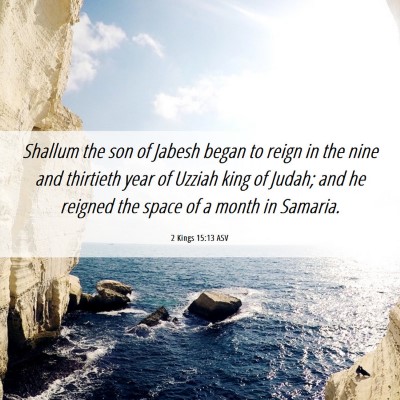 Picture 06 - 2 Kings 15:13 ASV - Shallum the son of Jabesh began to reign in the - Bible Verse Picture