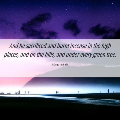 Picture 06 - 2 Kings 16:4 ASV - And he sacrificed and burnt incense in the high - Bible Verse Picture