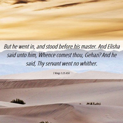 Picture 06 - 2 Kings 5:25 ASV - But he went in, and stood before his master. And - Bible Verse Picture