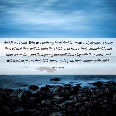 Picture 06 - 2 Kings 8:12 ASV - And Hazael said, Why weepeth my lord? And he - Bible Verse Picture