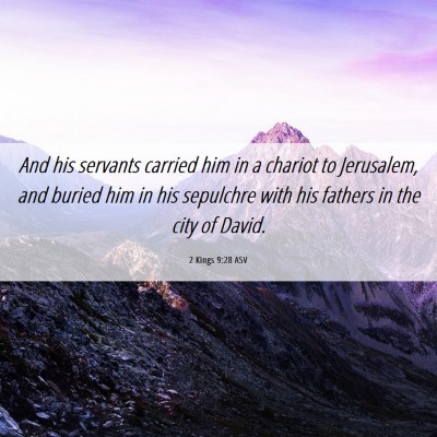 Picture 06 - 2 Kings 9:28 ASV - And his servants carried him in a chariot to - Bible Verse Picture