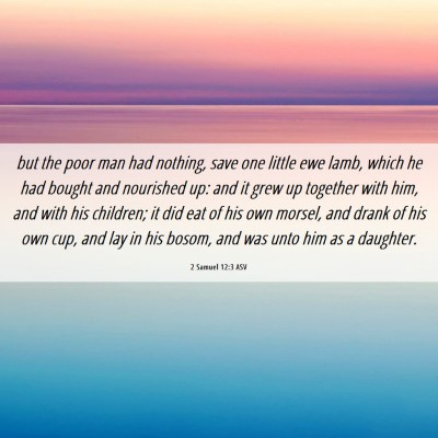 Picture 06 - 2 Samuel 12:3 ASV - but the poor man had nothing, save one little ewe - Bible Verse Picture