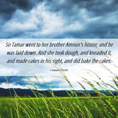 Picture 06 - 2 Samuel 13:8 ASV - So Tamar went to her brother Amnon's house; and - Bible Verse Picture