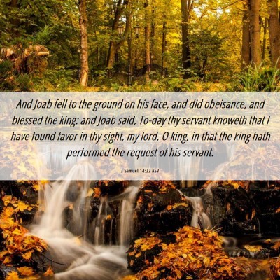 Picture 06 - 2 Samuel 14:22 ASV - And Joab fell to the ground on his face, and did - Bible Verse Picture