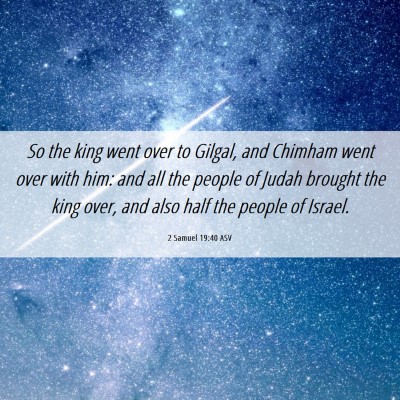 Picture 06 - 2 Samuel 19:40 ASV - So the king went over to Gilgal, and Chimham went - Bible Verse Picture