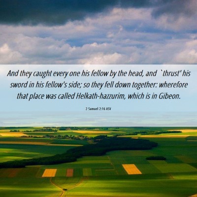 Picture 06 - 2 Samuel 2:16 ASV - And they caught every one his fellow by the head, - Bible Verse Picture
