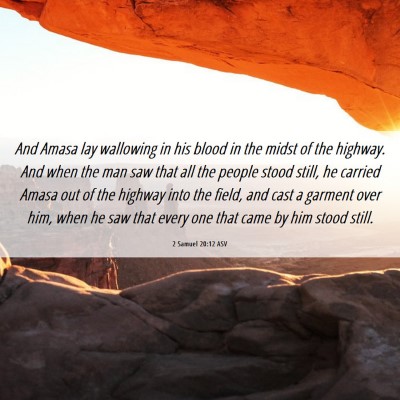 Picture 06 - 2 Samuel 20:12 ASV - And Amasa lay wallowing in his blood in the midst - Bible Verse Picture