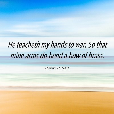 Picture 06 - 2 Samuel 22:35 ASV - He teacheth my hands to war, So that mine arms do - Bible Verse Picture
