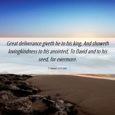 Picture 06 - 2 Samuel 22:51 ASV - Great deliverance giveth he to his king, And - Bible Verse Picture