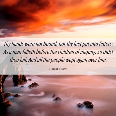 Picture 06 - 2 Samuel 3:34 ASV - Thy hands were not bound, nor thy feet put into - Bible Verse Picture