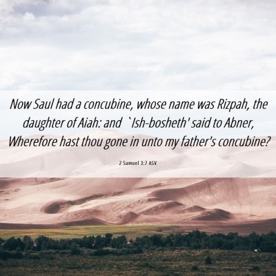Picture 06 - 2 Samuel 3:7 ASV - Now Saul had a concubine, whose name was Rizpah, - Bible Verse Picture