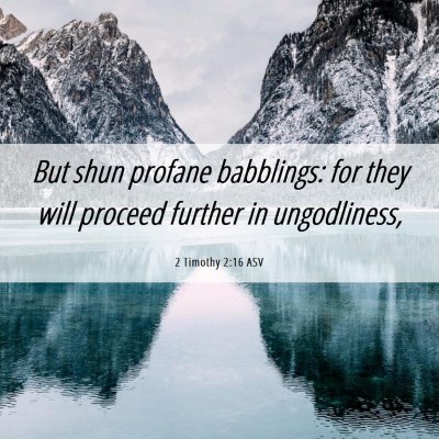 Picture 06 - 2 Timothy 2:16 ASV - But shun profane babblings: for they will proceed - Bible Verse Picture