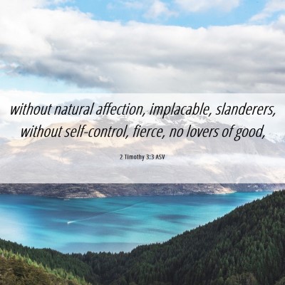 Picture 06 - 2 Timothy 3:3 ASV - without natural affection, implacable, - Bible Verse Picture