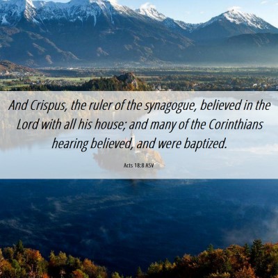 Picture 06 - Acts 18:8 ASV - And Crispus, the ruler of the synagogue, believed - Bible Verse Picture
