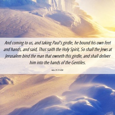 Picture 06 - Acts 21:11 ASV - And coming to us, and taking Paul's girdle, he - Bible Verse Picture