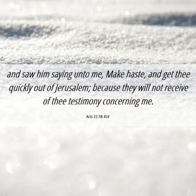 Picture 06 - Acts 22:18 ASV - and saw him saying unto me, Make haste, and get - Bible Verse Picture