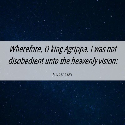 Picture 06 - Acts 26:19 ASV - Wherefore, O king Agrippa, I was not disobedient - Bible Verse Picture