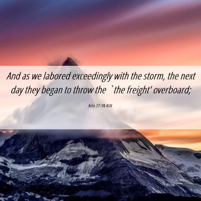Picture 06 - Acts 27:18 ASV - And as we labored exceedingly with the storm, the - Bible Verse Picture