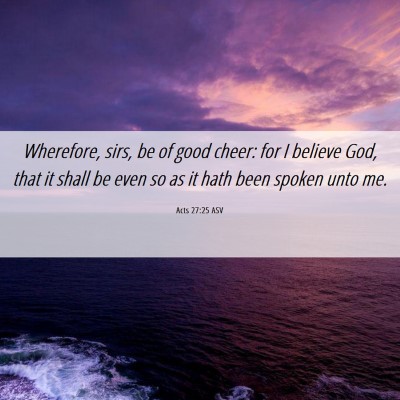 Picture 06 - Acts 27:25 ASV - Wherefore, sirs, be of good cheer: for I believe - Bible Verse Picture