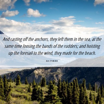 Picture 06 - Acts 27:40 ASV - And casting off the anchors, they left them in - Bible Verse Picture